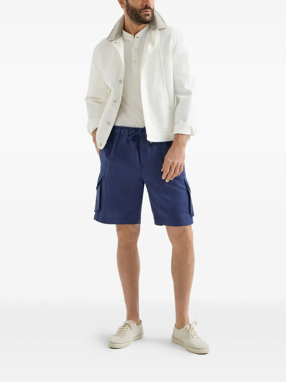 Linen Cargo Shorts sold by Wanan Luxury product image thumbnail 3