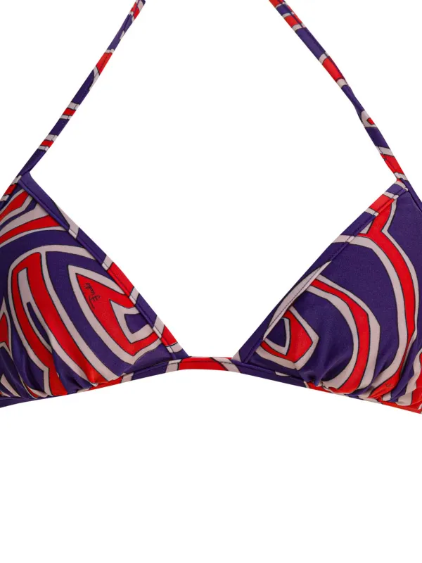 Labirinto Print Triangle Bikini Top Swimwear Purple made by Emilio Pucci