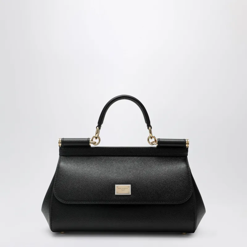Sicily Medium Top-Handle Bag In Calf Leather, Black made by Dolce & Gabanna