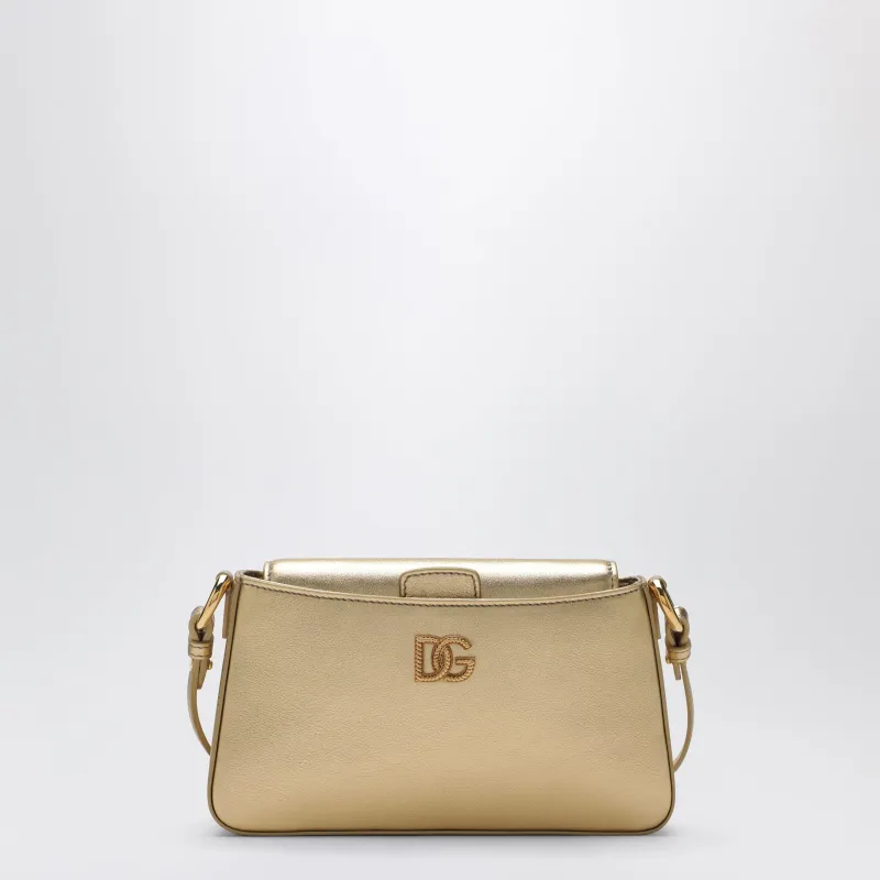 Woven Laminated Calfskin Phone Bag In Gold made by Dolce & Gabanna
