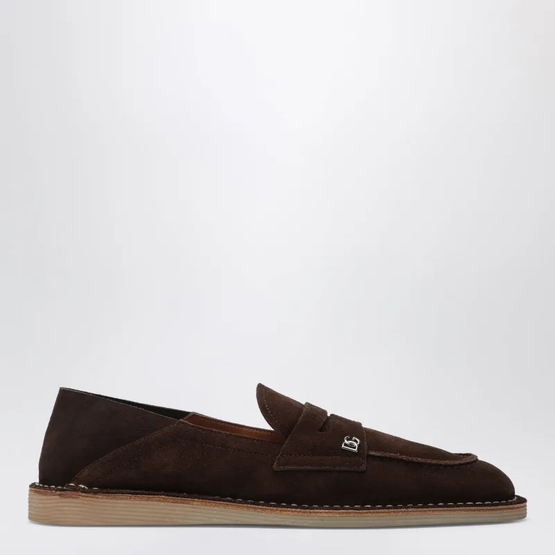 New Florio Ideal Suede Calfskin Slippers In Ebony made by Dolce & Gabanna