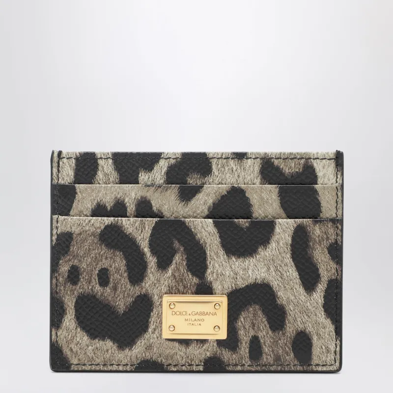 Card Holder In Leopard-Print Dauphine Leather With Logo Plaque made by Dolce & Gabanna