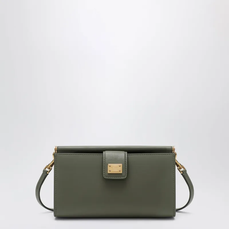 Plongé Calfskin Phone Bag In Military Green made by Dolce & Gabanna