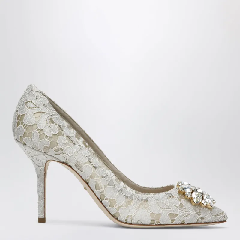 Bellucci Taormina Lace Pumps With Crystals In Ice made by Dolce & Gabanna
