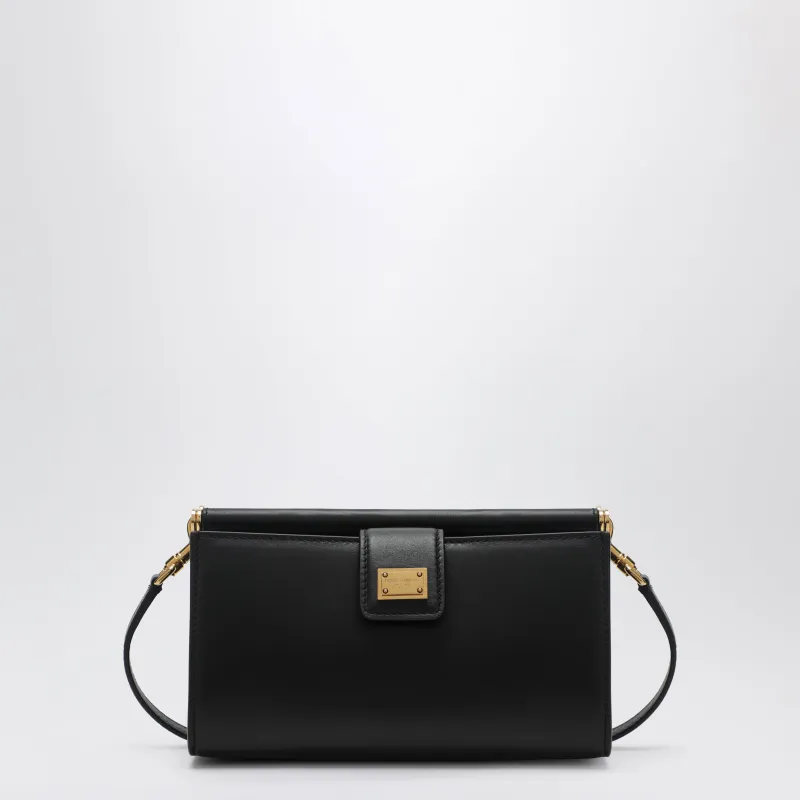 Plongé Calfskin Leather Phone Bag In Black made by Dolce & Gabanna