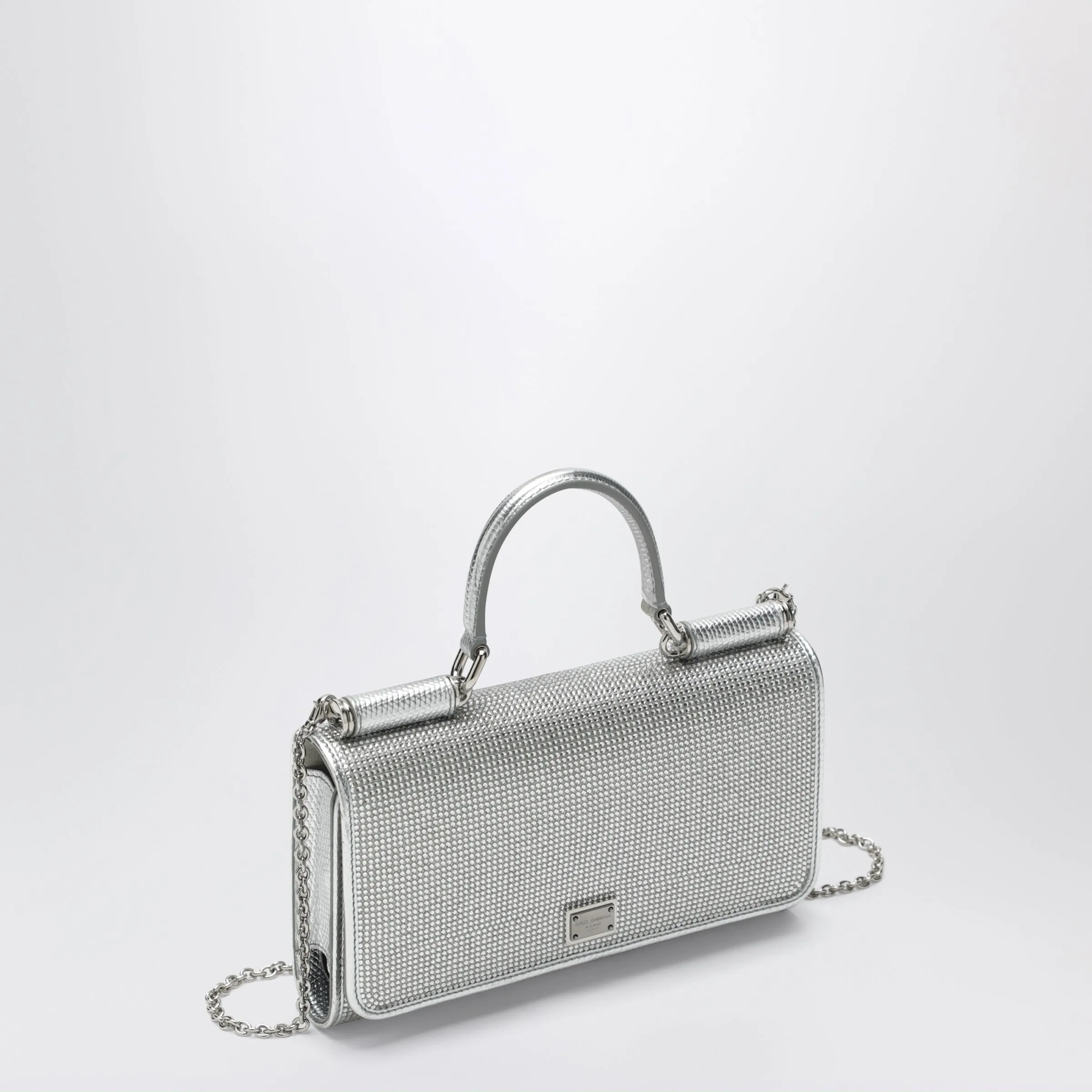 Satin Phone Bag With Rhinestones In Crystal/Pearl sold by Wanan Luxury product image thumbnail 2