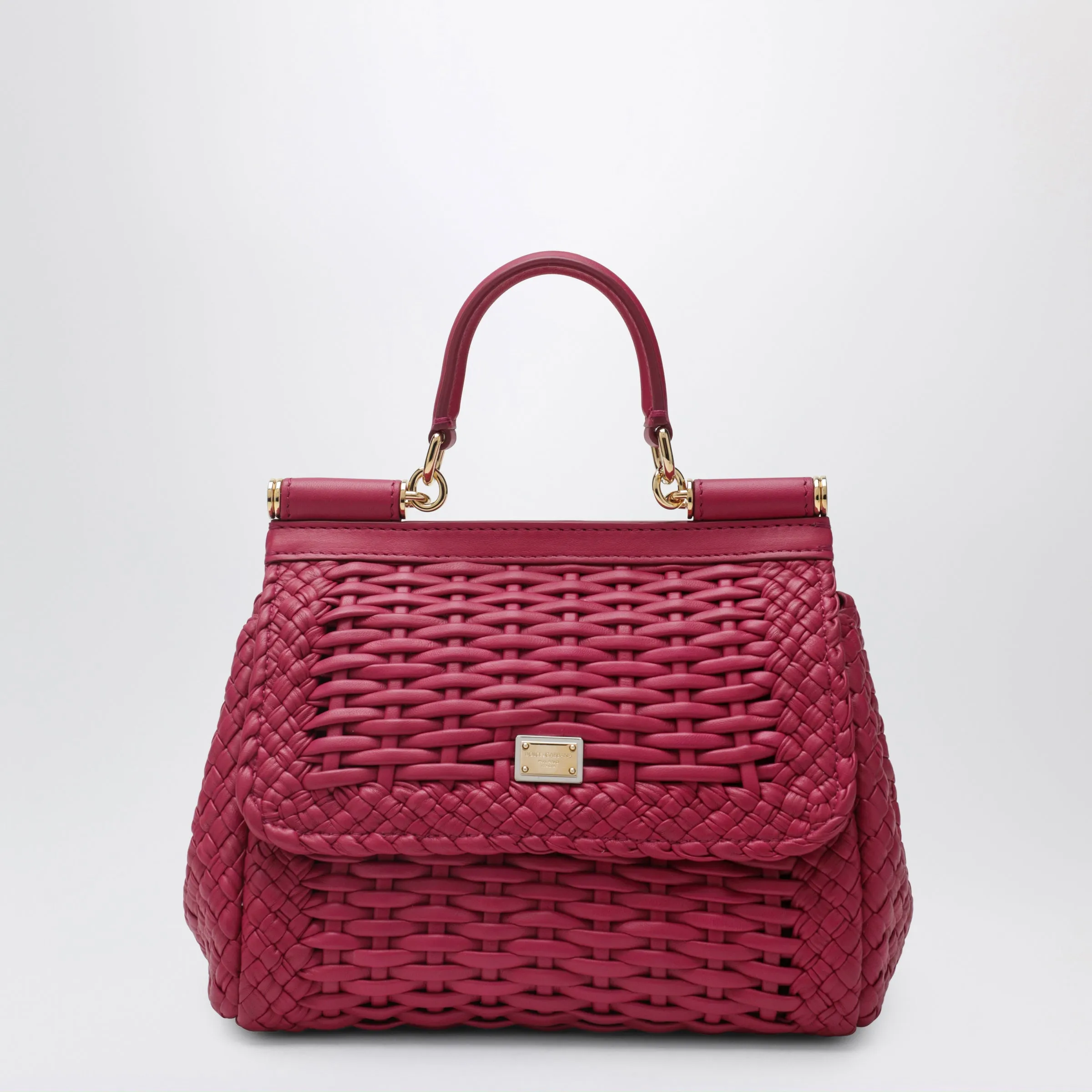 Small Sicily Handbag In Woven Nappa Leather, Hibiscus sold by Wanan Luxury