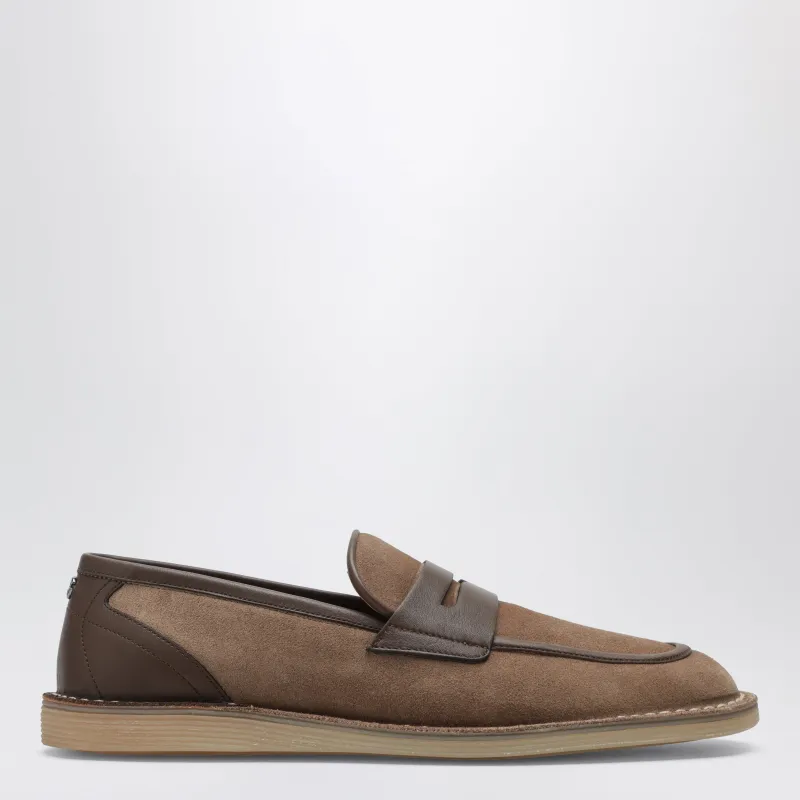 Florio Ideal Suede Calfskin Slipper In Hazel made by Dolce & Gabanna