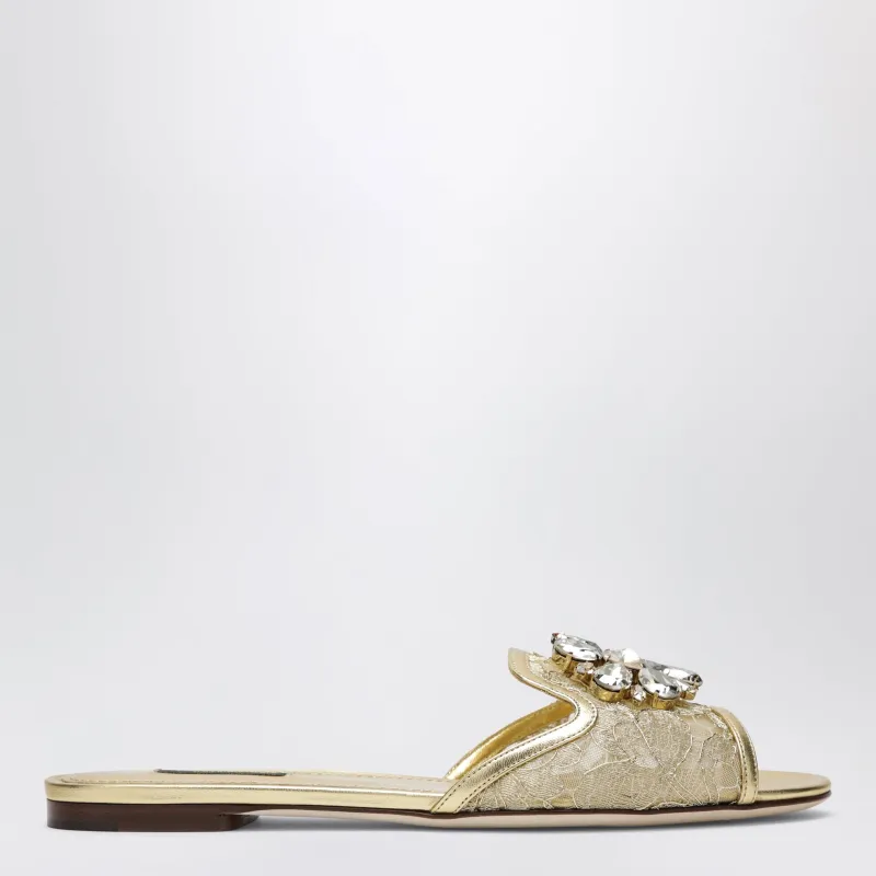 Rainbow Slides In Gold Lurex Lace With Brooch made by Dolce & Gabanna