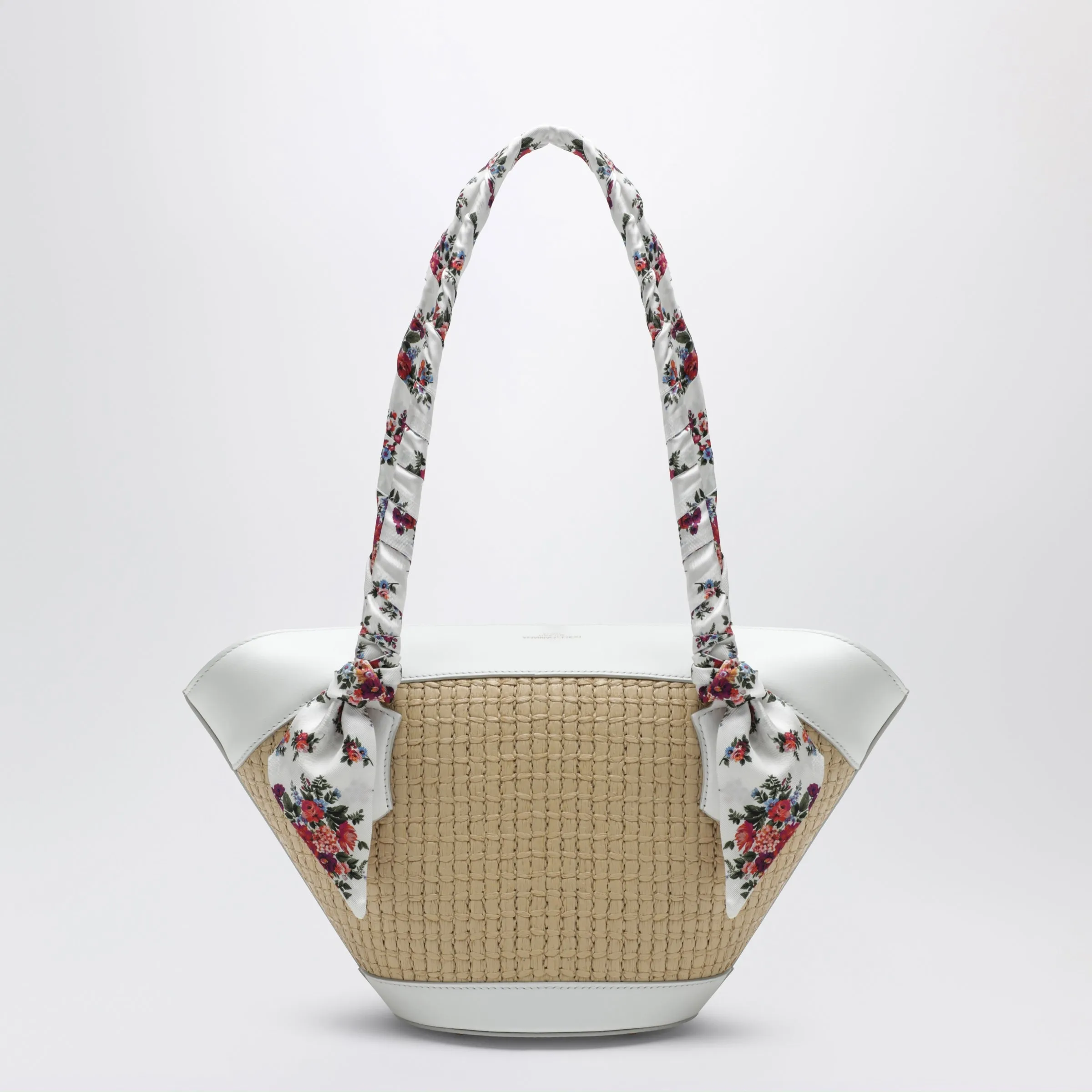 Capri Raffia Coffa Bag In Cream And White sold by Wanan Luxury product image thumbnail 2