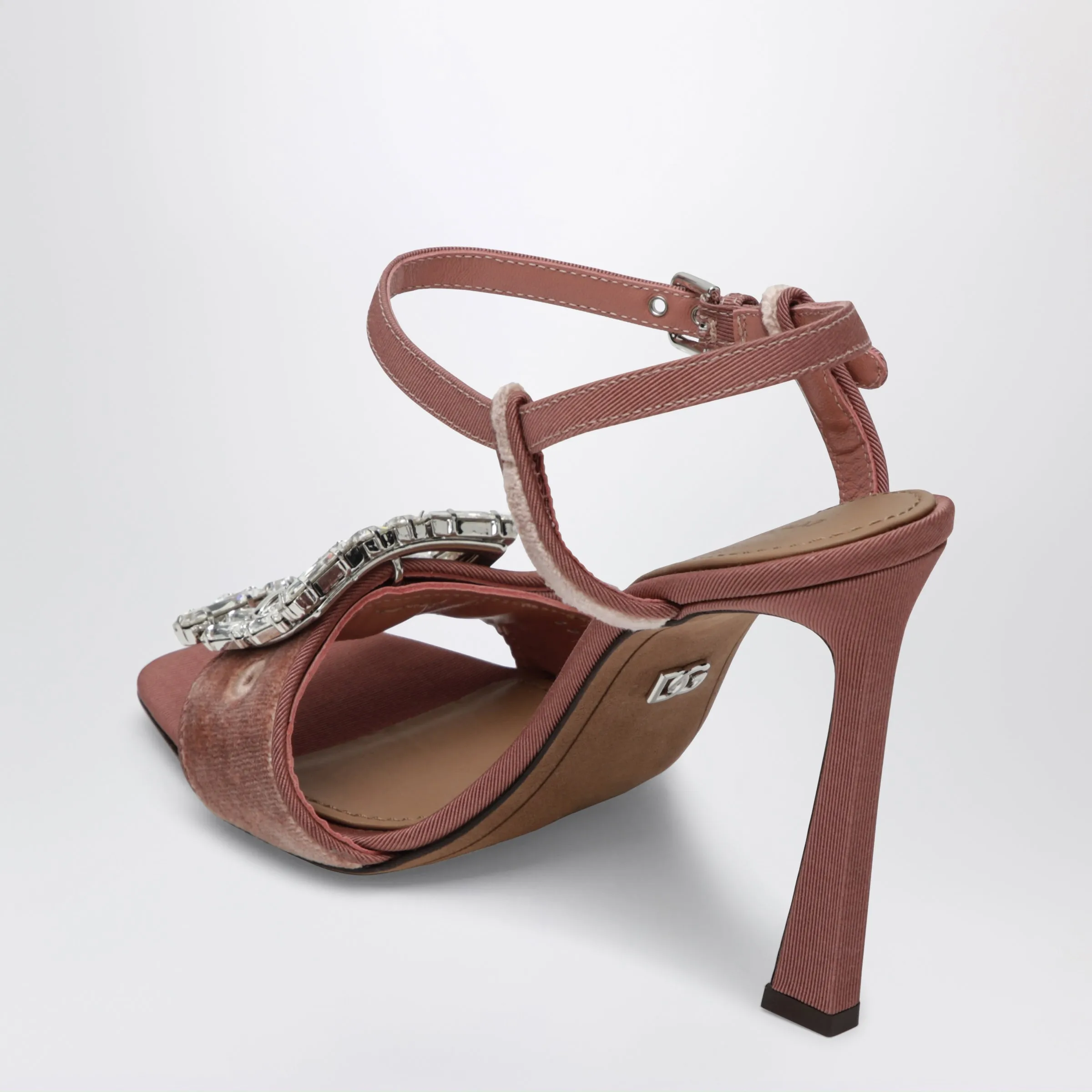 Velvet Sandal With Jewel Buckle In Powder Pink sold by Wanan Luxury product image thumbnail 2
