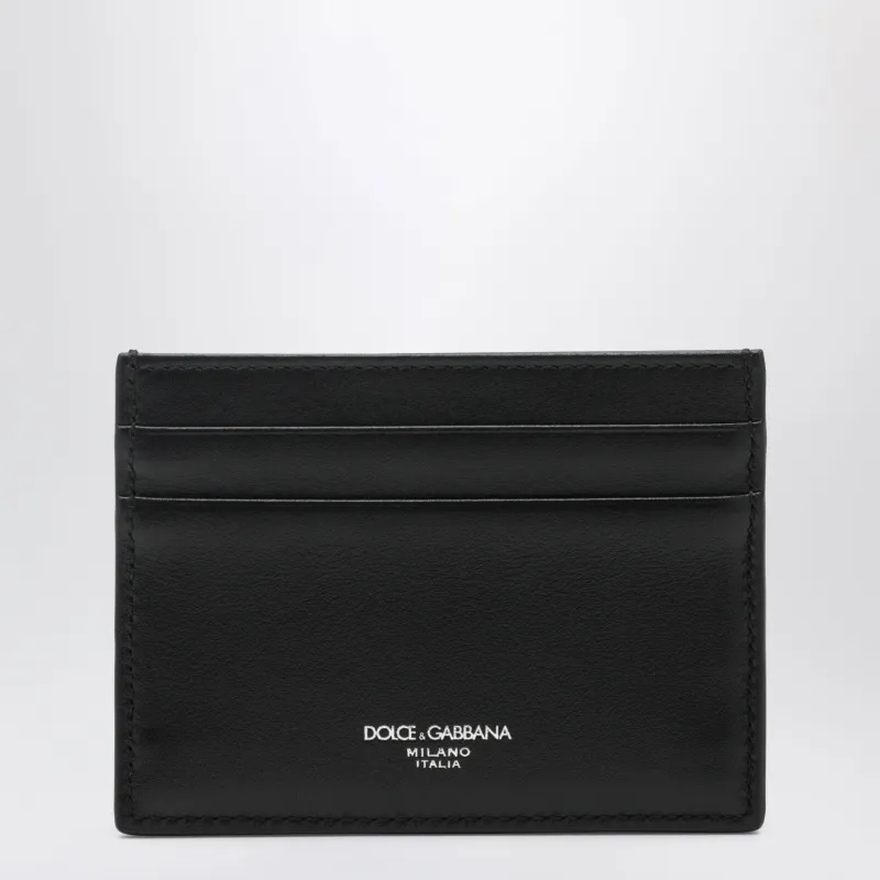 Woven Plongé Calfskin Card Holder In Black made by Dolce & Gabanna