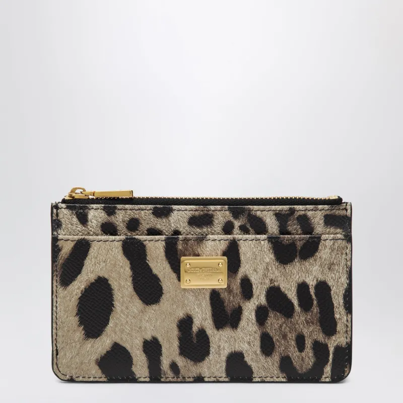 Dauphine Calfskin Leopard-Print Card Holder made by Dolce & Gabanna