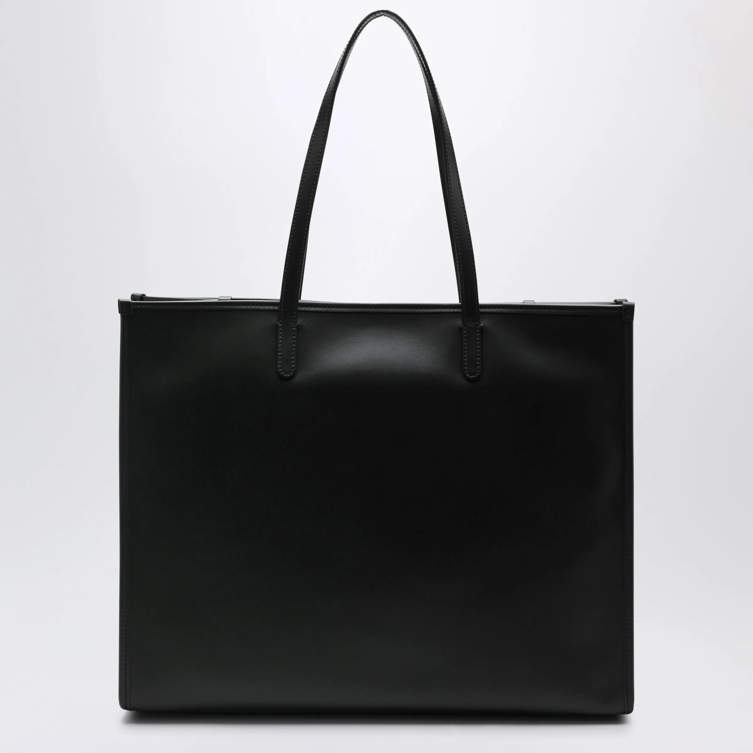 Calfskin Shopping Tote With Embossed Logo Plaque In Black sold by Wanan Luxury product image thumbnail 2