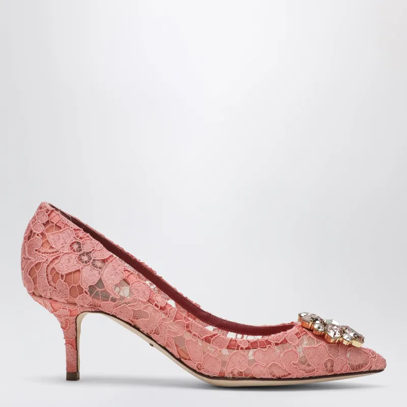 Bellucci Taormina Lace Pumps With Crystals In Peony made by Dolce & Gabanna
