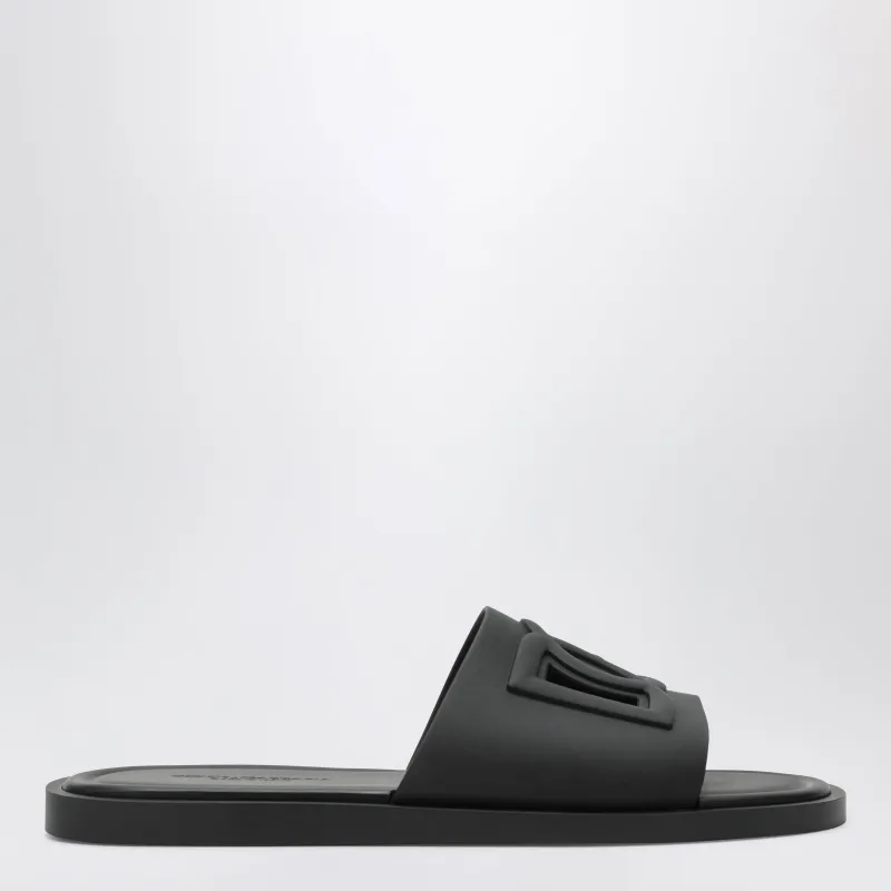 Black Rubber Beachwear Slides made by Dolce & Gabanna