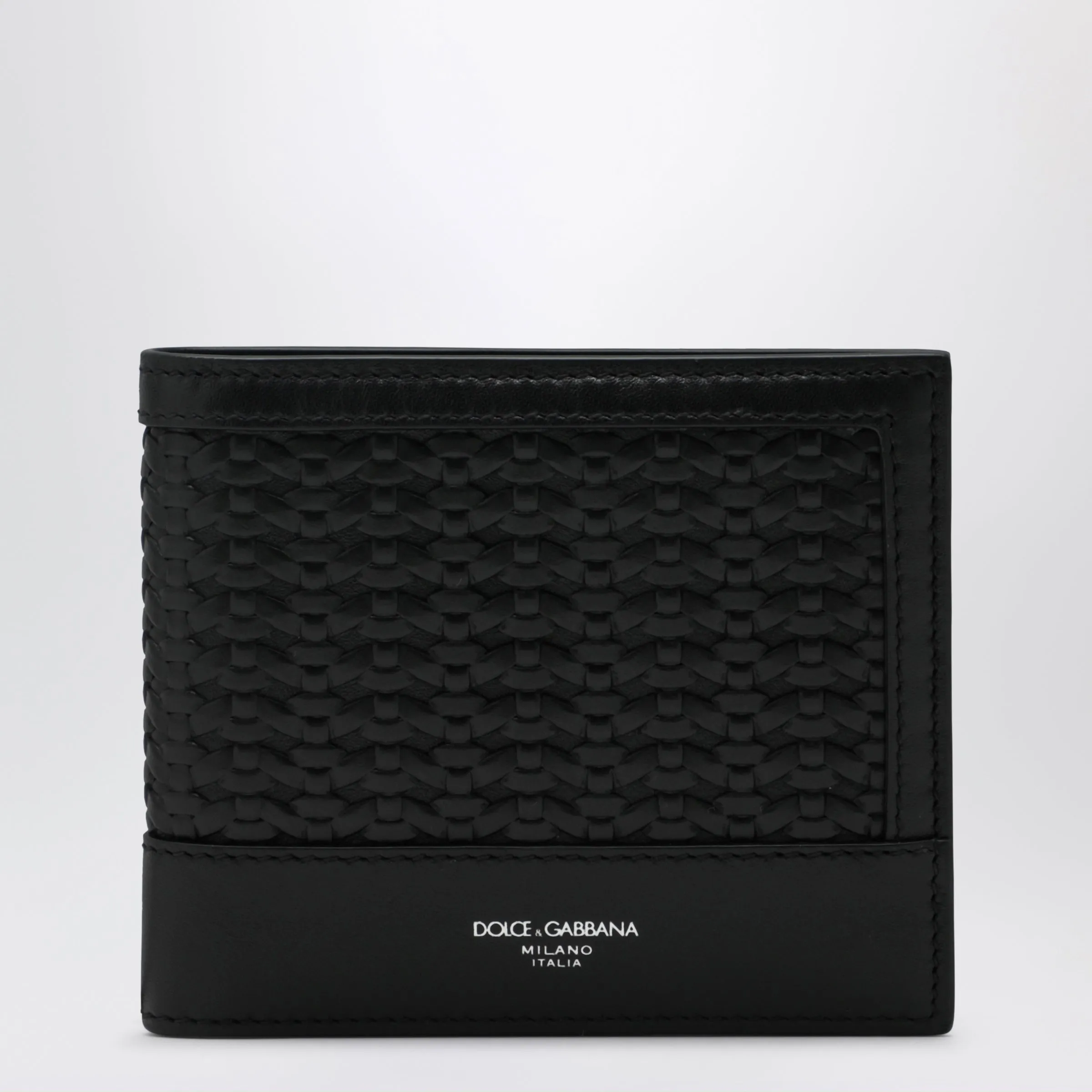 Woven Plongé Calfskin Wallet In Black sold by Wanan Luxury