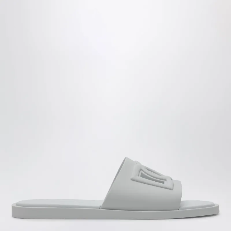 Optical White Rubber Beachwear Slides made by Dolce & Gabanna