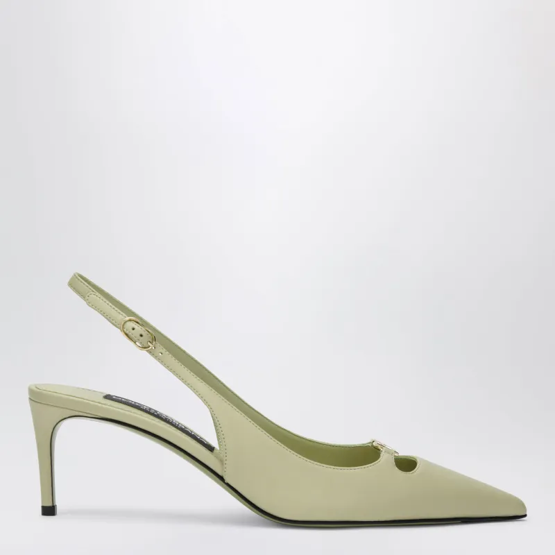 Lollo Slingback Pumps In Silk Nappa, Sage made by Dolce & Gabanna