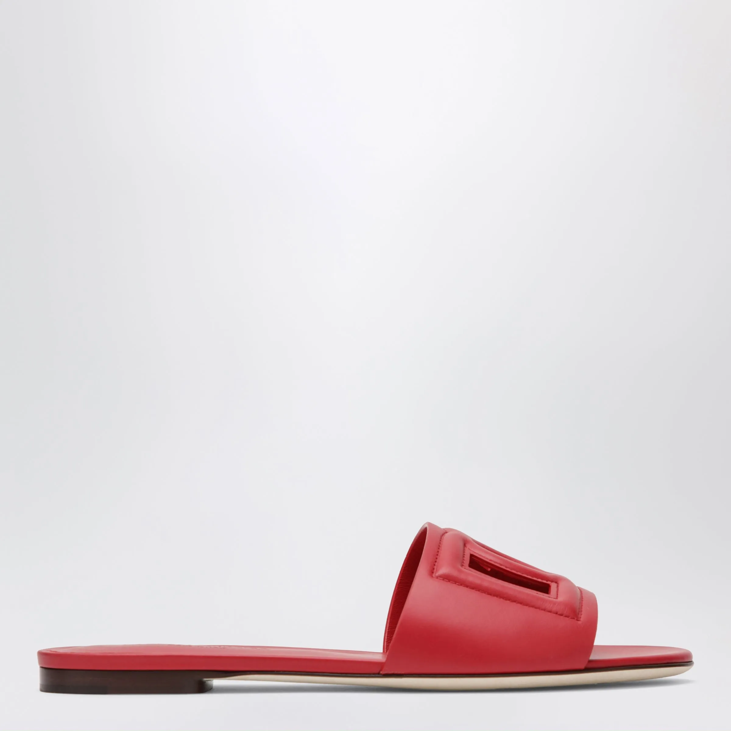 Red Calfskin Leather Slides With Dg Logo sold by Wanan Luxury