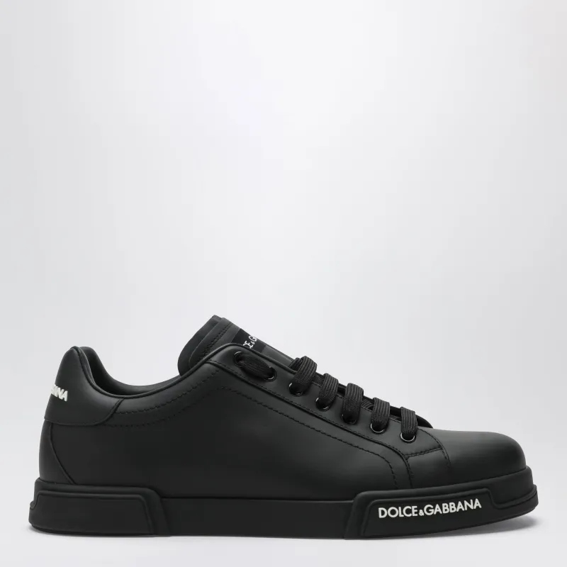 Portofino Leather Sneakers In Black made by Dolce & Gabanna