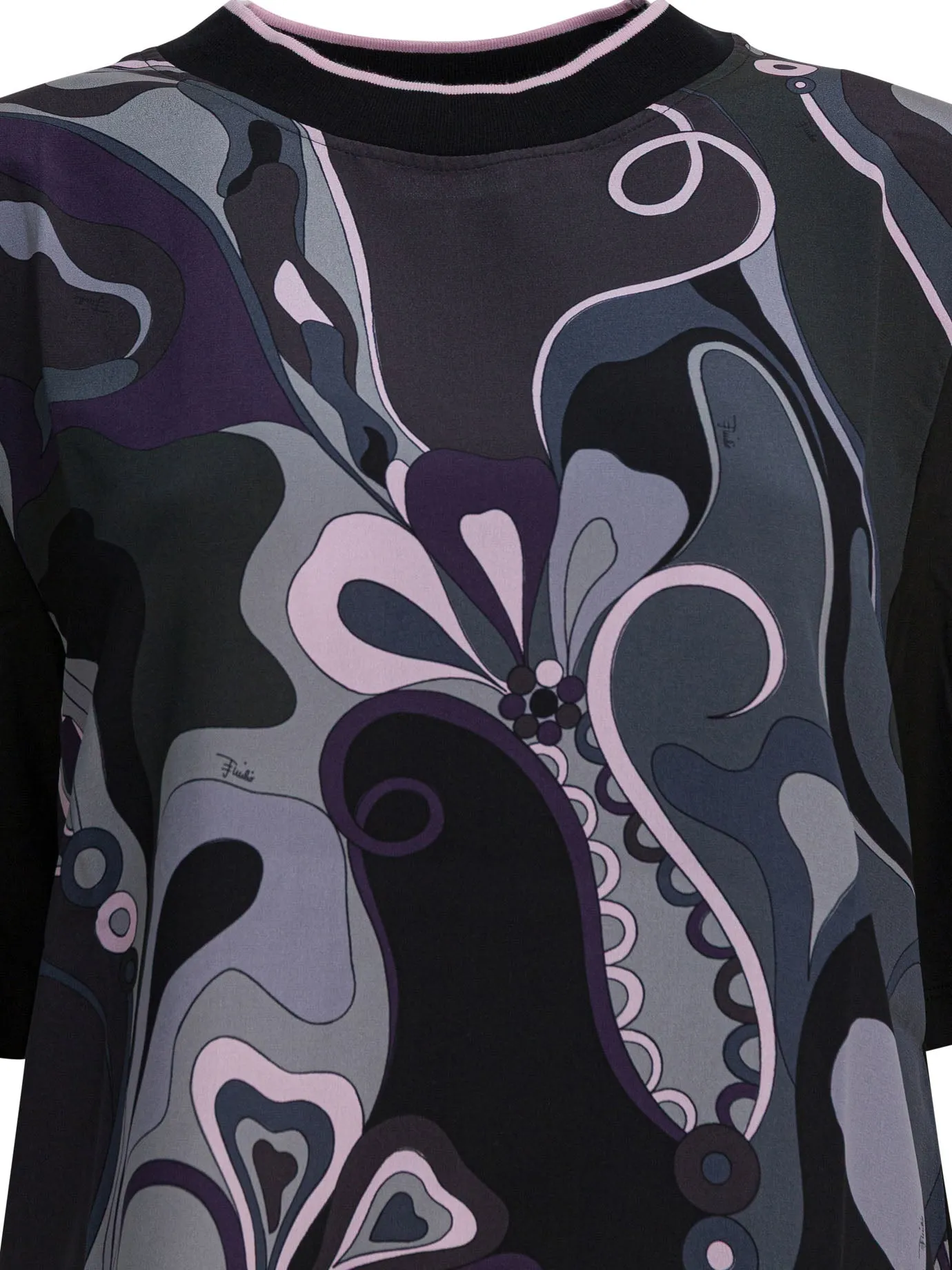 Cotton And Silk Crewneck T-Shirt With Print T-Shirts Black sold by Wanan Luxury product image thumbnail 3
