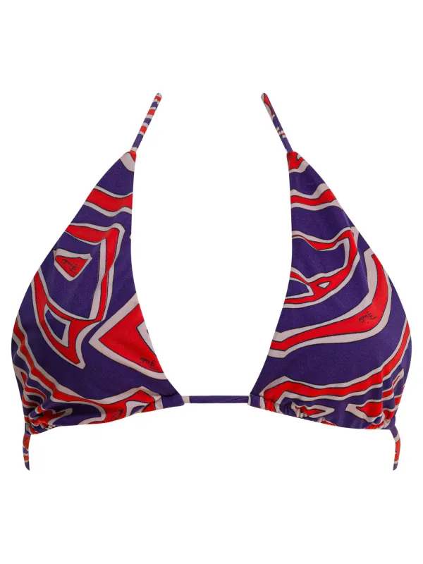 Triangle Bikini Top With Stamba Labirinto Swimwear Purple made by Emilio Pucci
