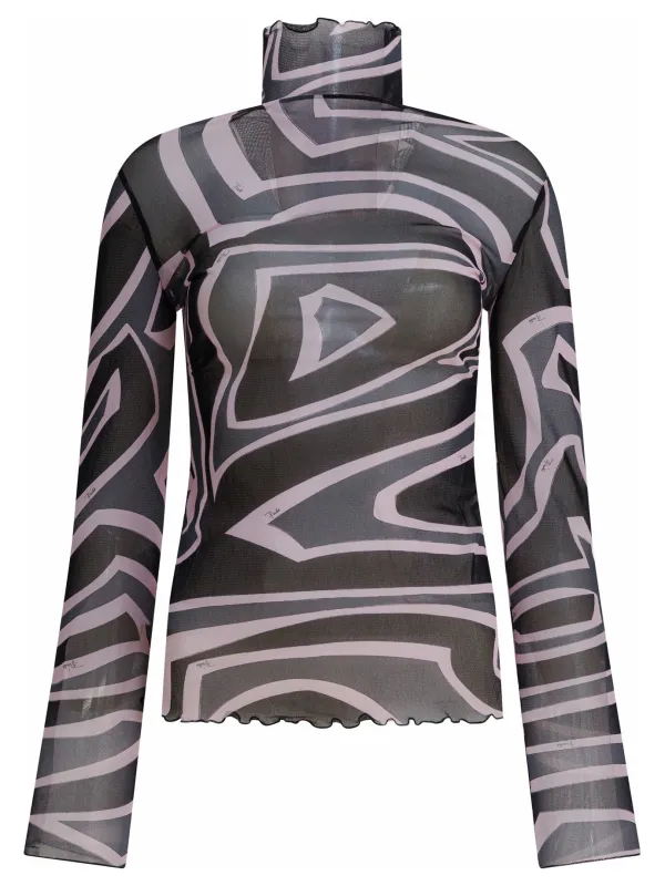 Labirinto Print Tulle T-Shirt T-Shirts Black made by Emilio Pucci