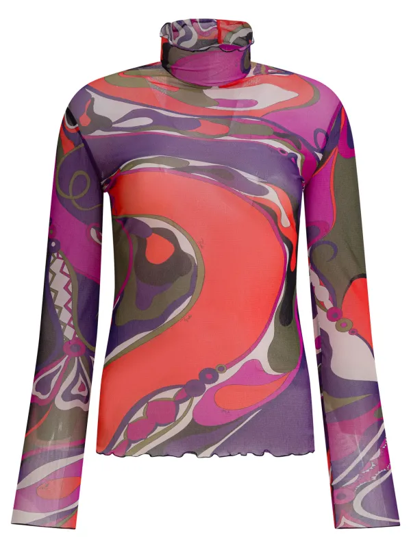 Orchidee Print Tulle T-Shirt T-Shirts Purple made by Emilio Pucci