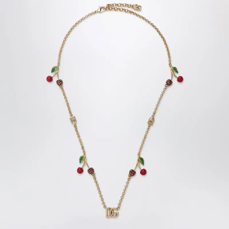 Gold-Tone Necklace With Dg Logo And Cherry Charms made by Dolce & Gabanna