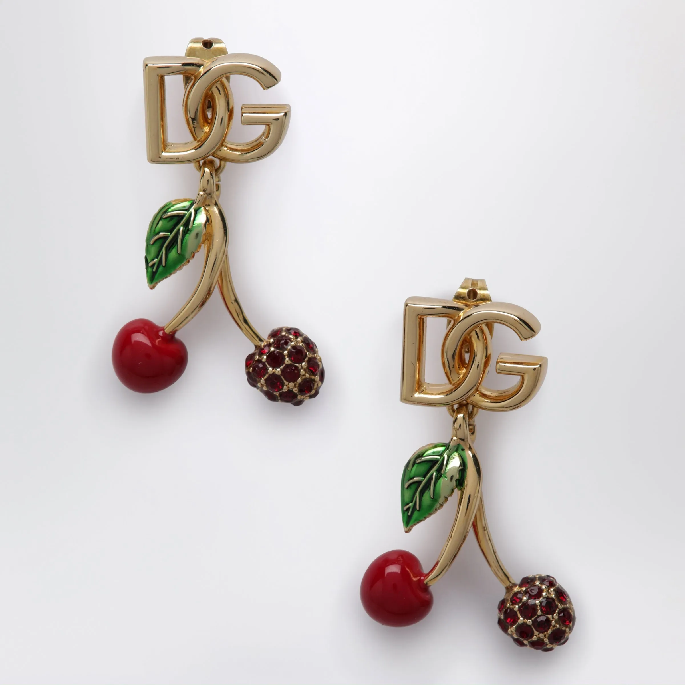 Earrings With Logo And Cherries In Brass Gold sold by Wanan Luxury