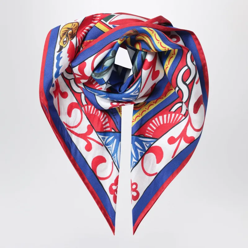 Square Twill Silk Scarf With Carretto Print made by Dolce & Gabanna
