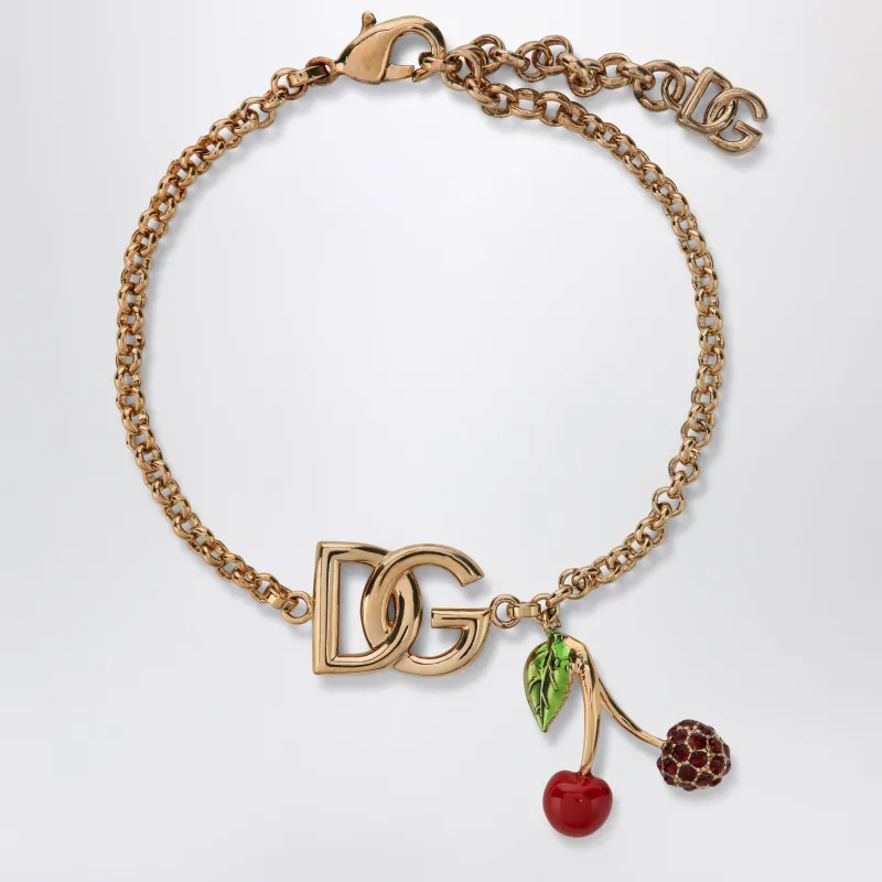 Chain Bracelet With Logo Charm In Brass, Gold made by Dolce & Gabanna