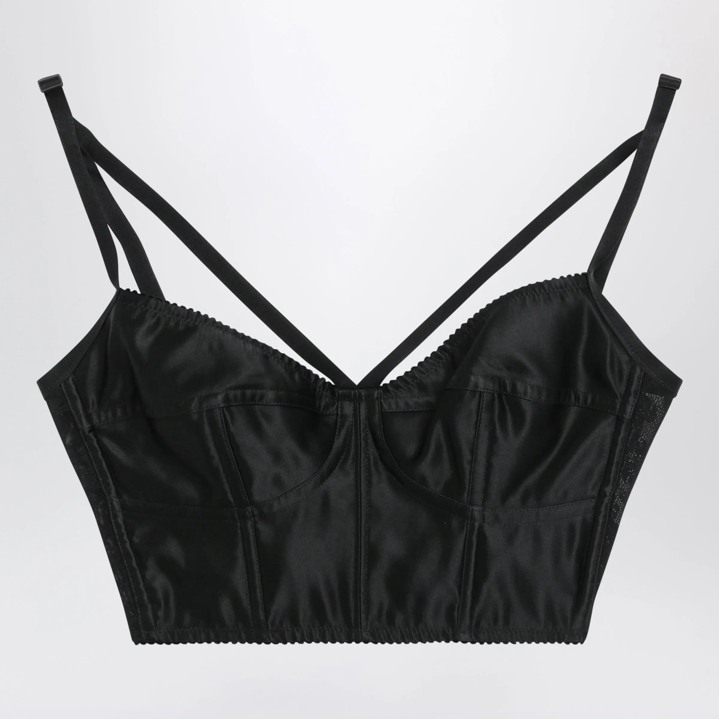 Heart-Neck Satin Bustier Top In Black sold by Wanan Luxury