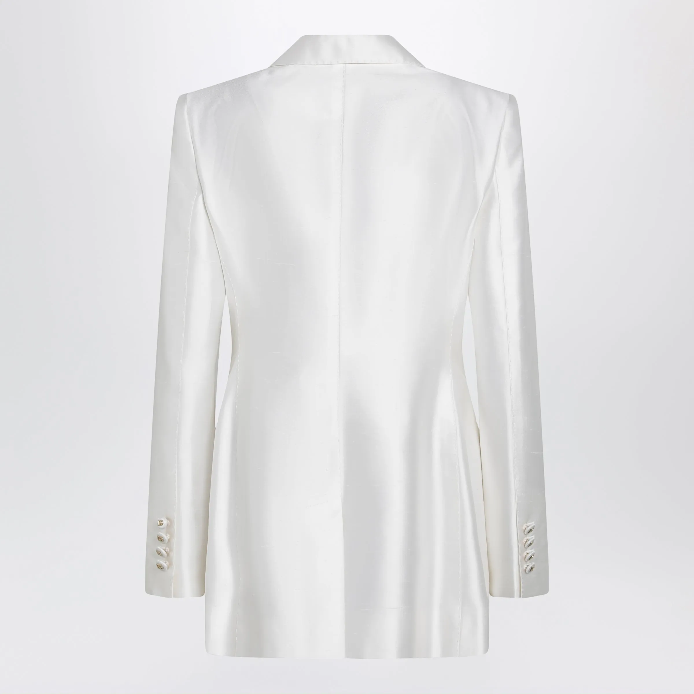Double-Breasted Silk Jacket In Natural White sold by Wanan Luxury product image thumbnail 2