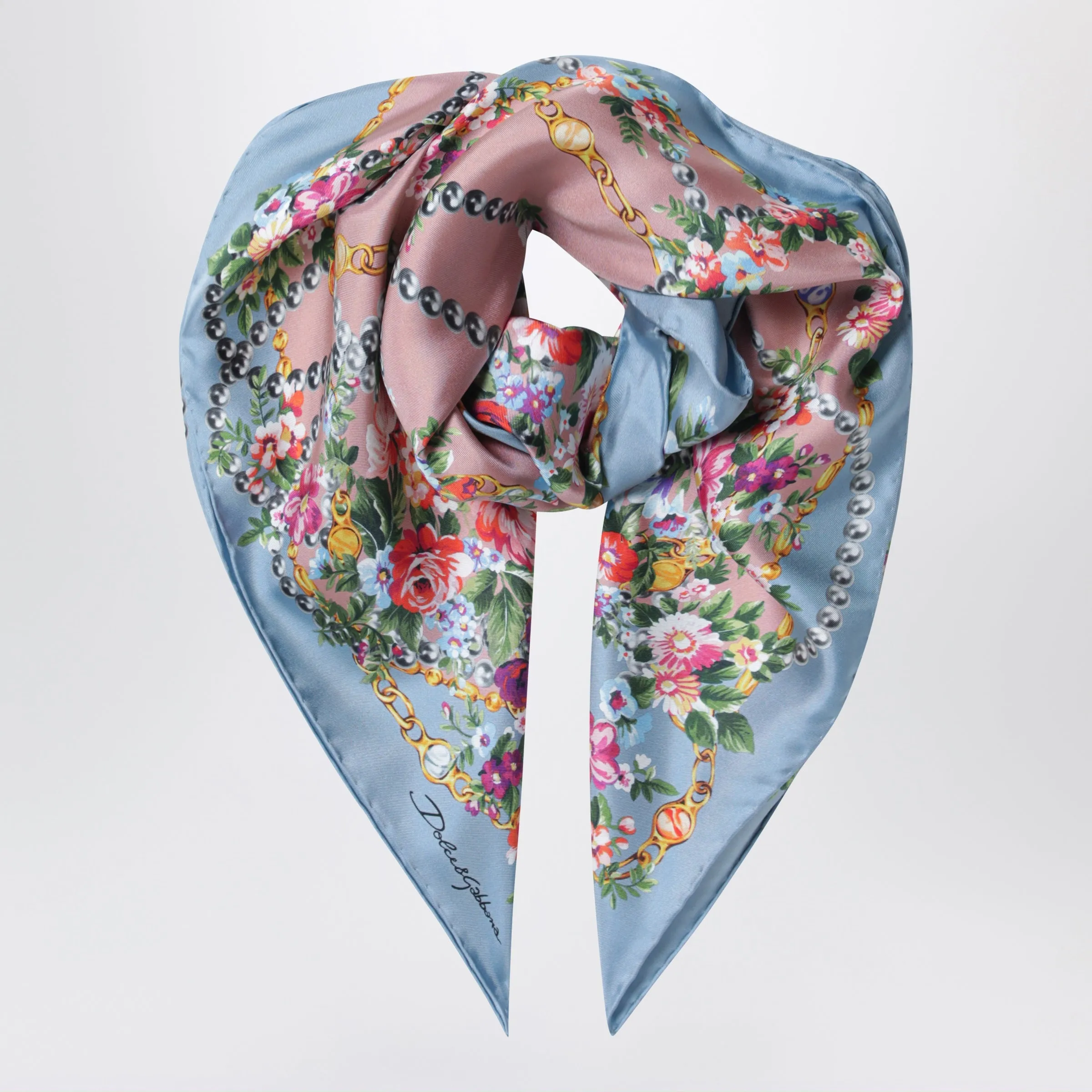 90x90 Silk Twill Scarf With Floral Bouquet Print sold by Wanan Luxury