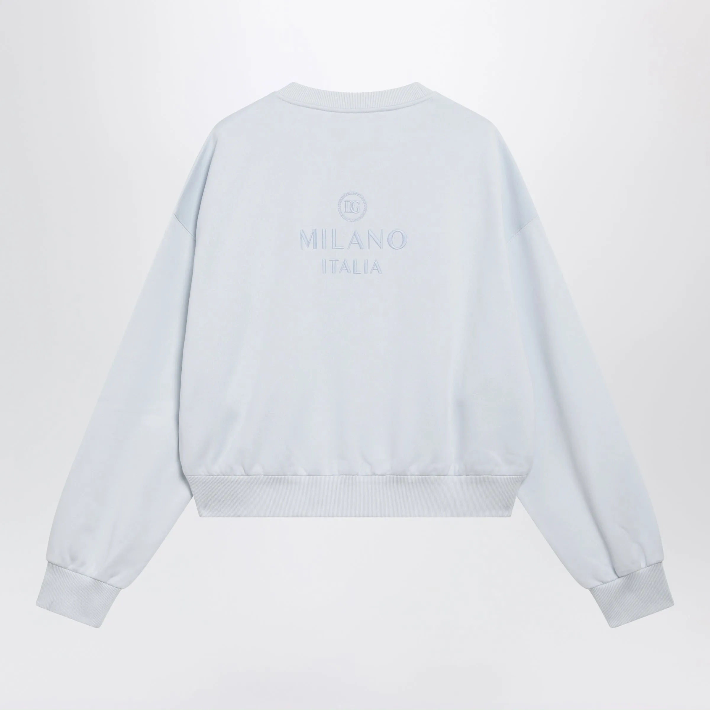 Cotton Crew-Neck Sweatshirt With Two Embroideries, Sky Blue sold by Wanan Luxury product image thumbnail 2
