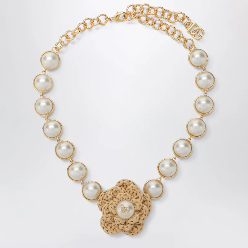 Flower Necklace In Brass In Gold made by Dolce & Gabanna