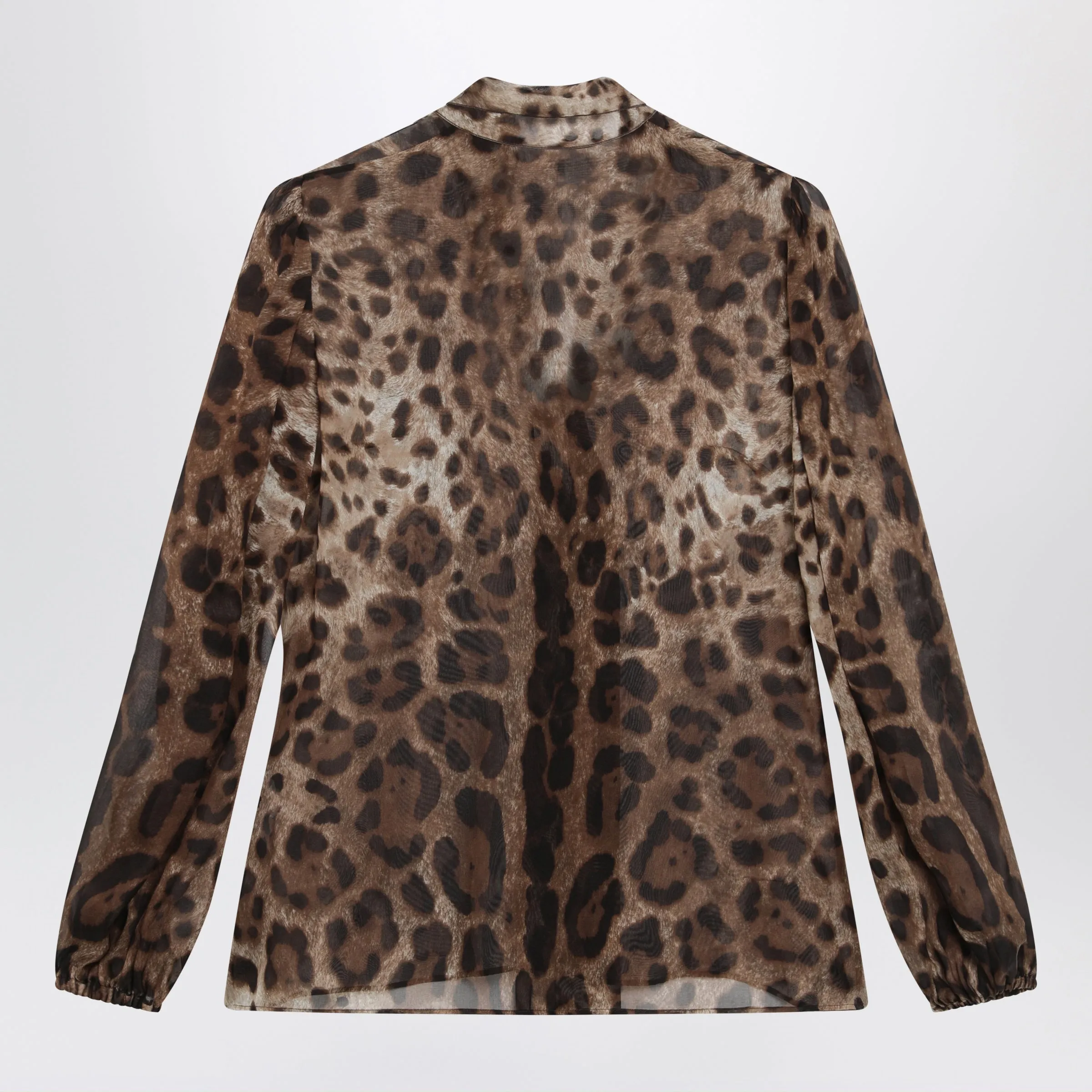 Leopard-Print Silk Chiffon Blouse With Neck Tie sold by Wanan Luxury product image thumbnail 2