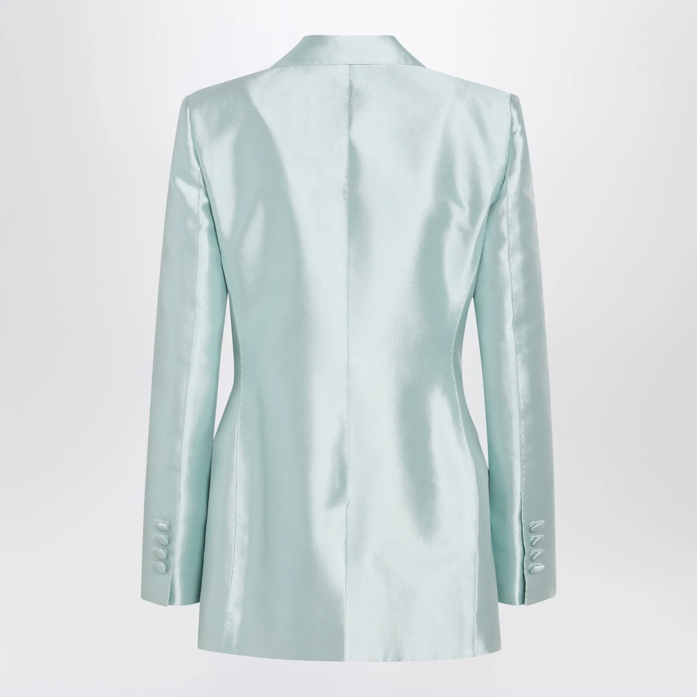 Double-Breasted Shantung Silk Jacket In Light Blue sold by Wanan Luxury product image thumbnail 2