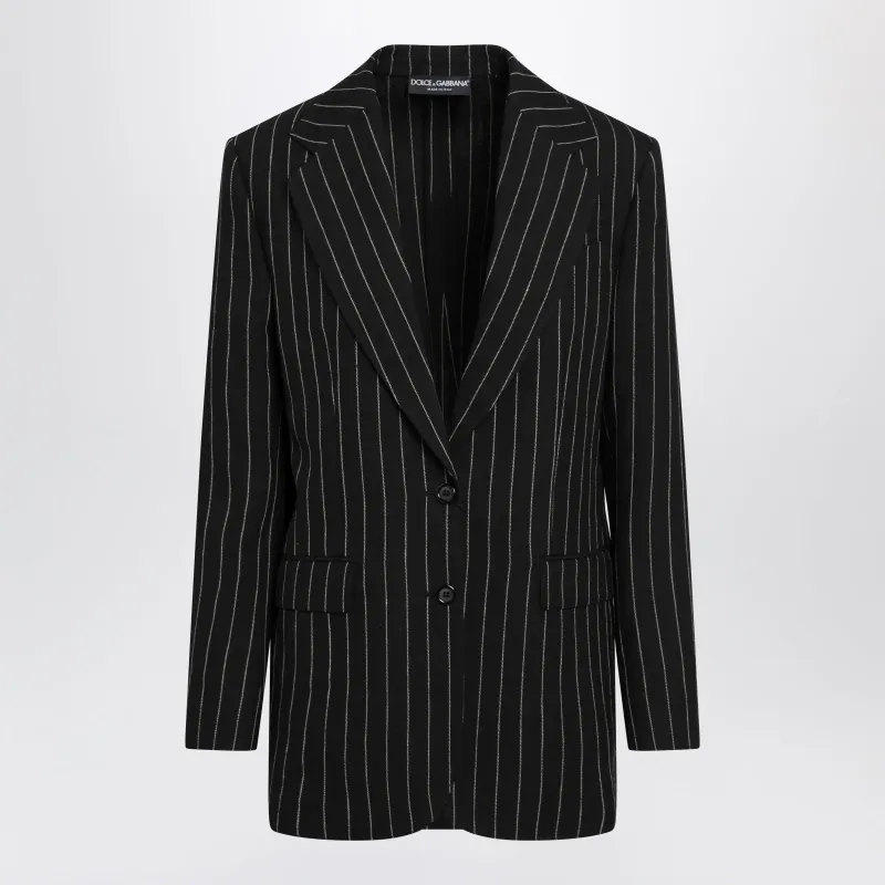Single-Breasted Sicilia Pinstripe Wool And Linen Jacket made by Dolce & Gabanna