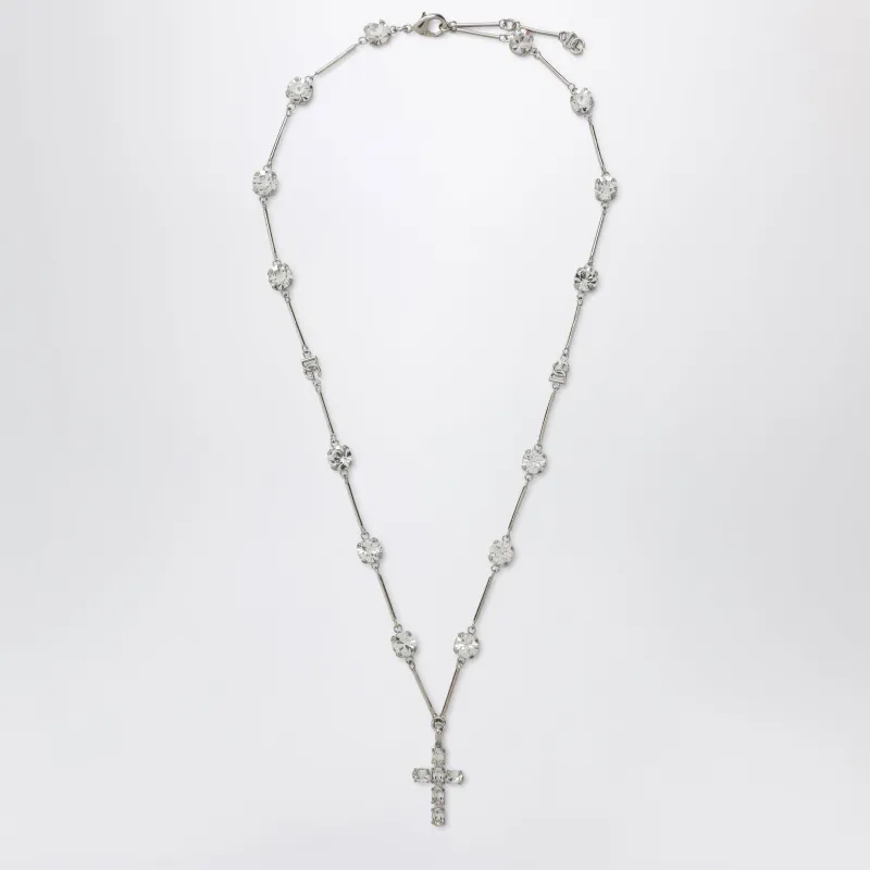 Rosary-Style Brass Necklace With Crystal Cross made by Dolce & Gabanna
