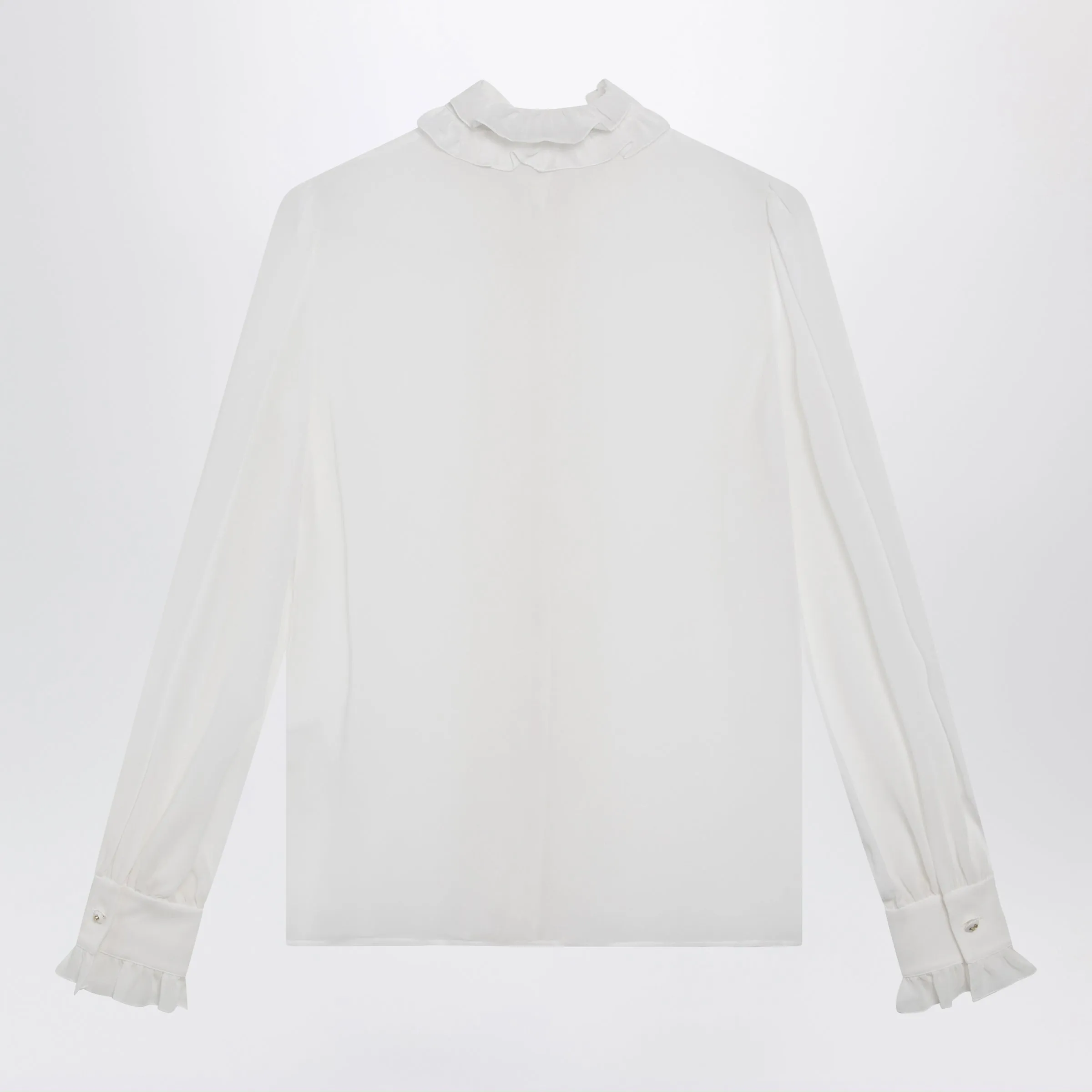 Silk Georgette Shirt With Ruffles In Optic White sold by Wanan Luxury product image thumbnail 2