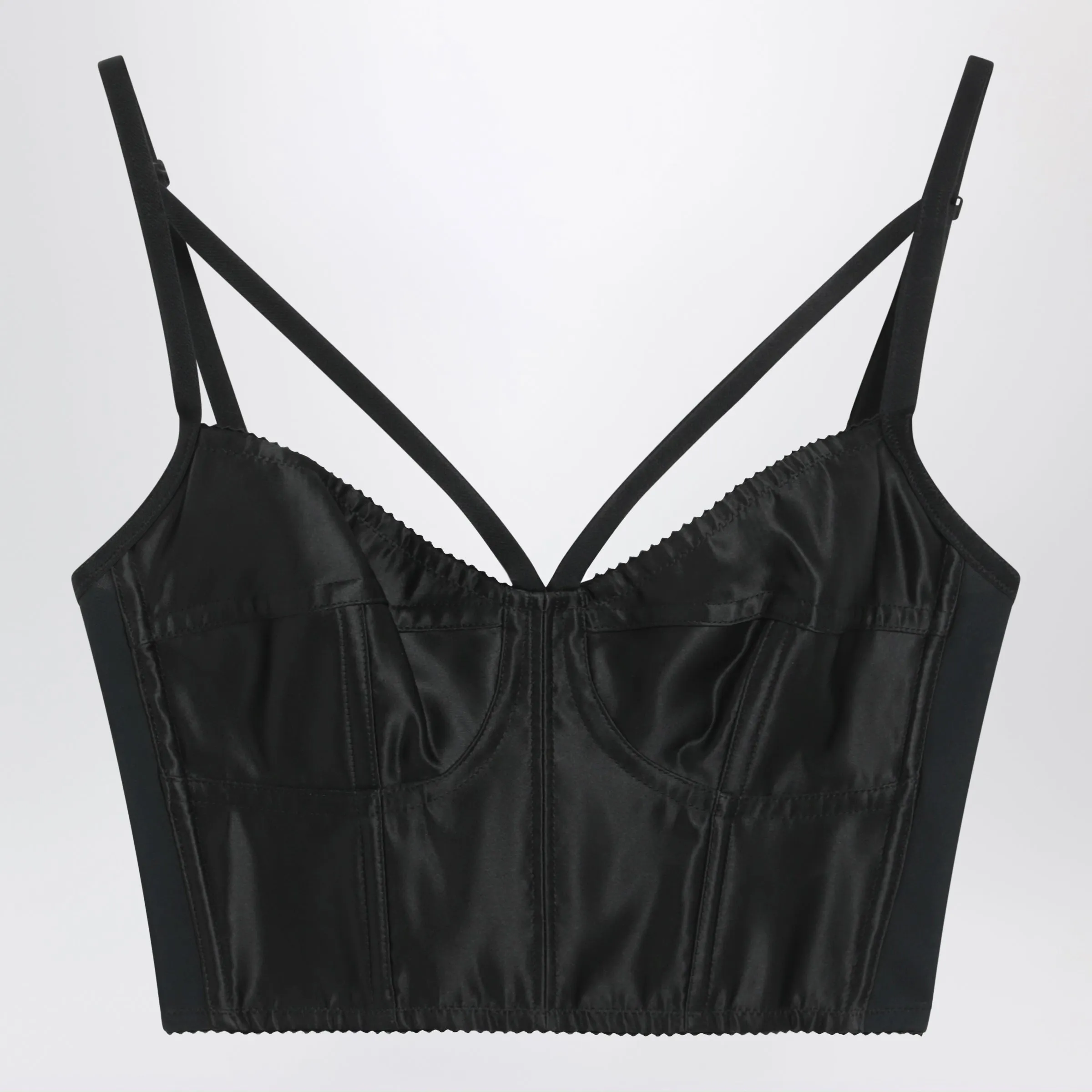 Heart-Neck Satin Bustier Top In Black sold by Wanan Luxury