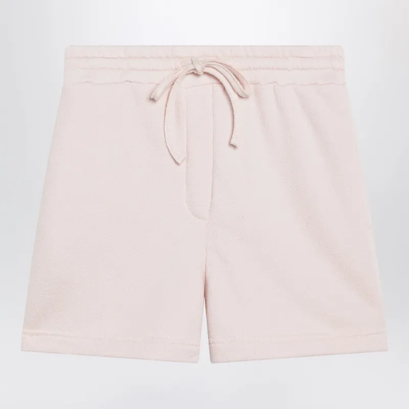 Pink Cotton Drawstring Shorts With Embroidered Logo made by Dolce & Gabanna