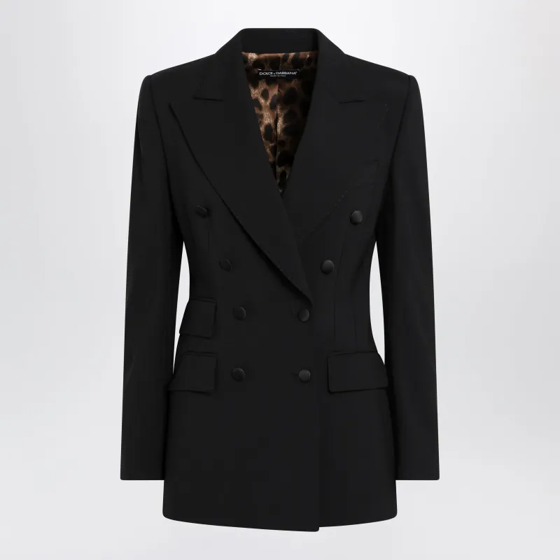 Double-Breasted Virgin Wool Jacket In Black made by Dolce & Gabanna