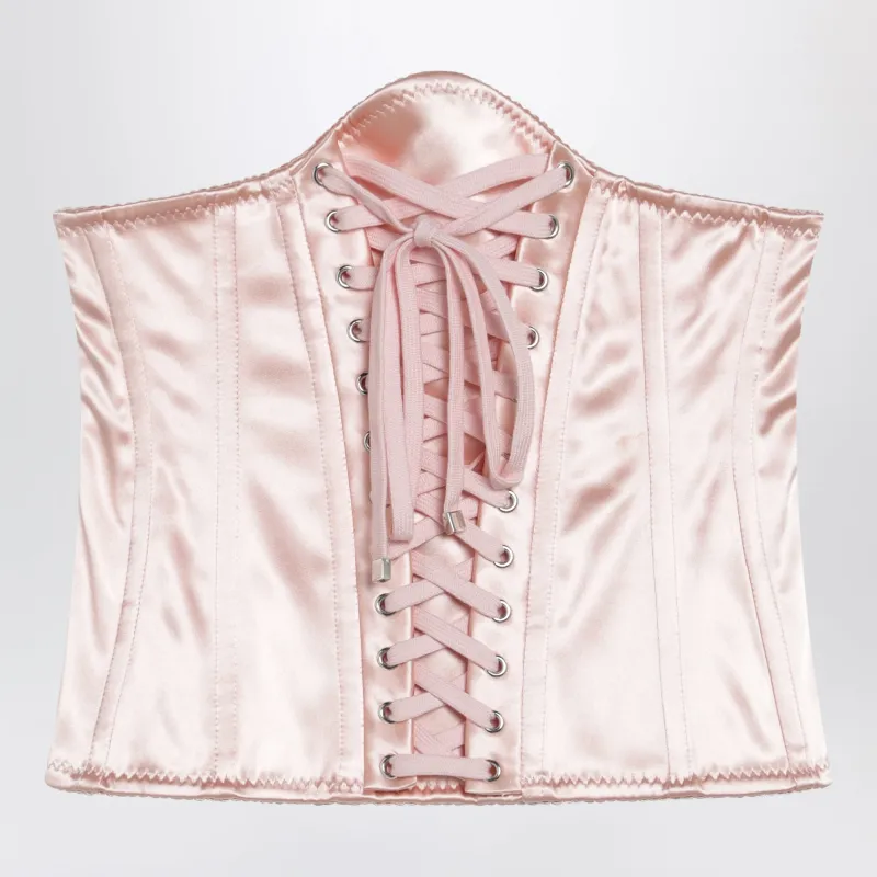 Corset With Lace-Up Details In Pale Pink made by Dolce & Gabanna