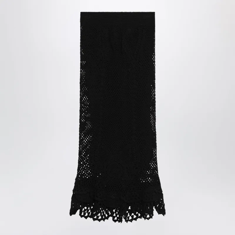Black Crochet Cotton Knit Skirt made by Dolce & Gabanna
