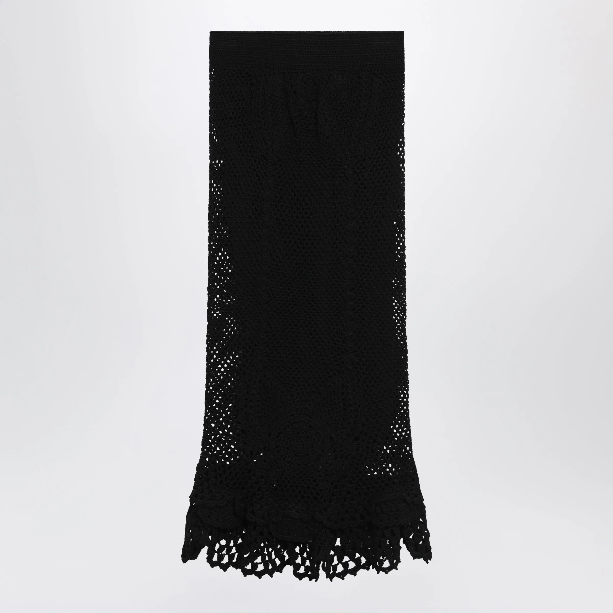 Black Crochet Cotton Knit Skirt sold by Wanan Luxury