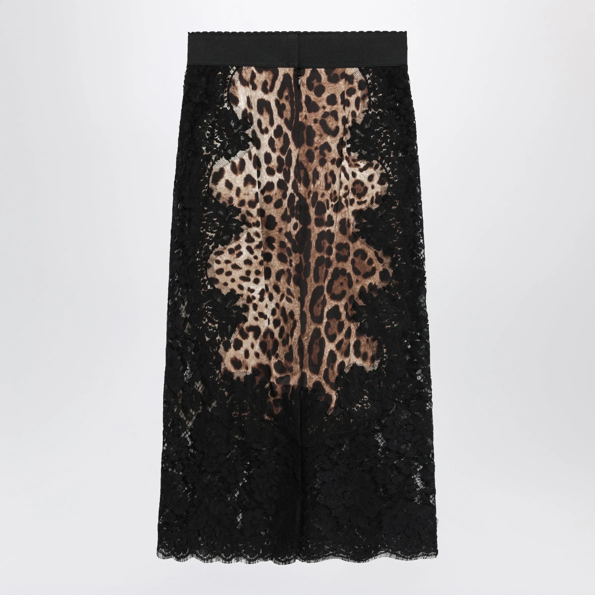 Midi Leopard-Print Satin Skirt With Lace Inserts sold by Wanan Luxury product image thumbnail 2